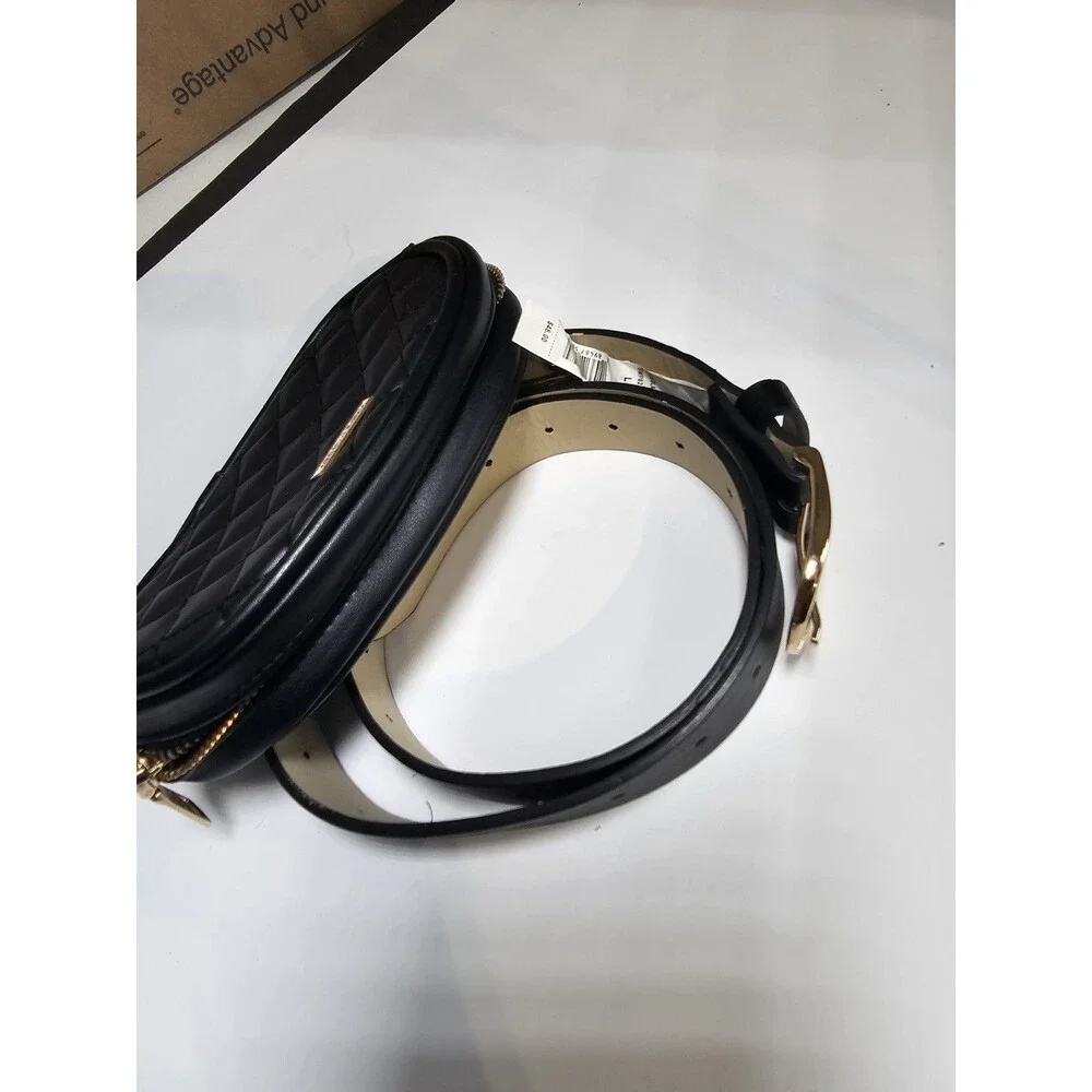 Steve Madden Black Faux Leather Belt Bag Fanny Pack Belt Purse